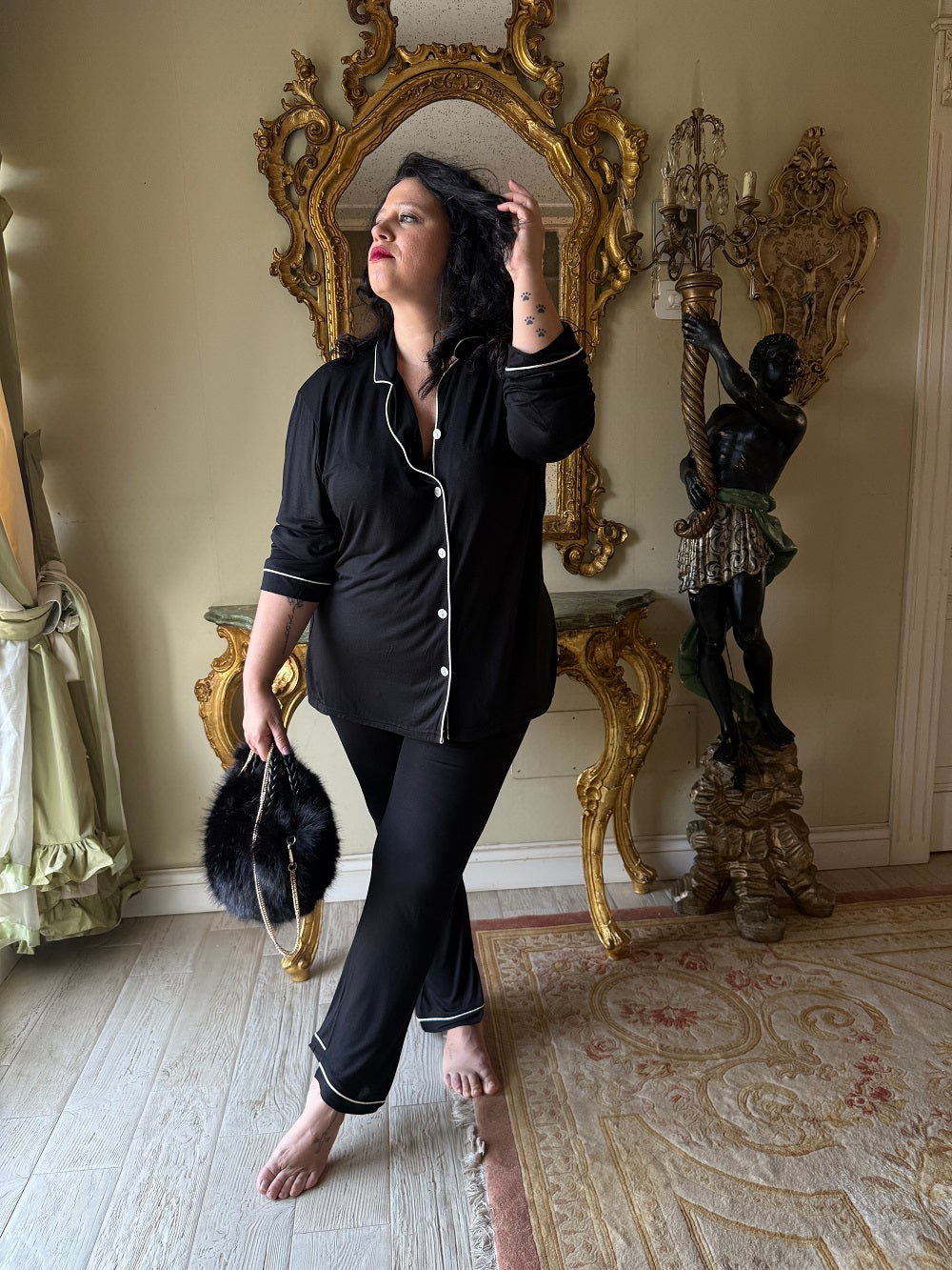 Pigiama Donna Manica Lunga Class Aperto