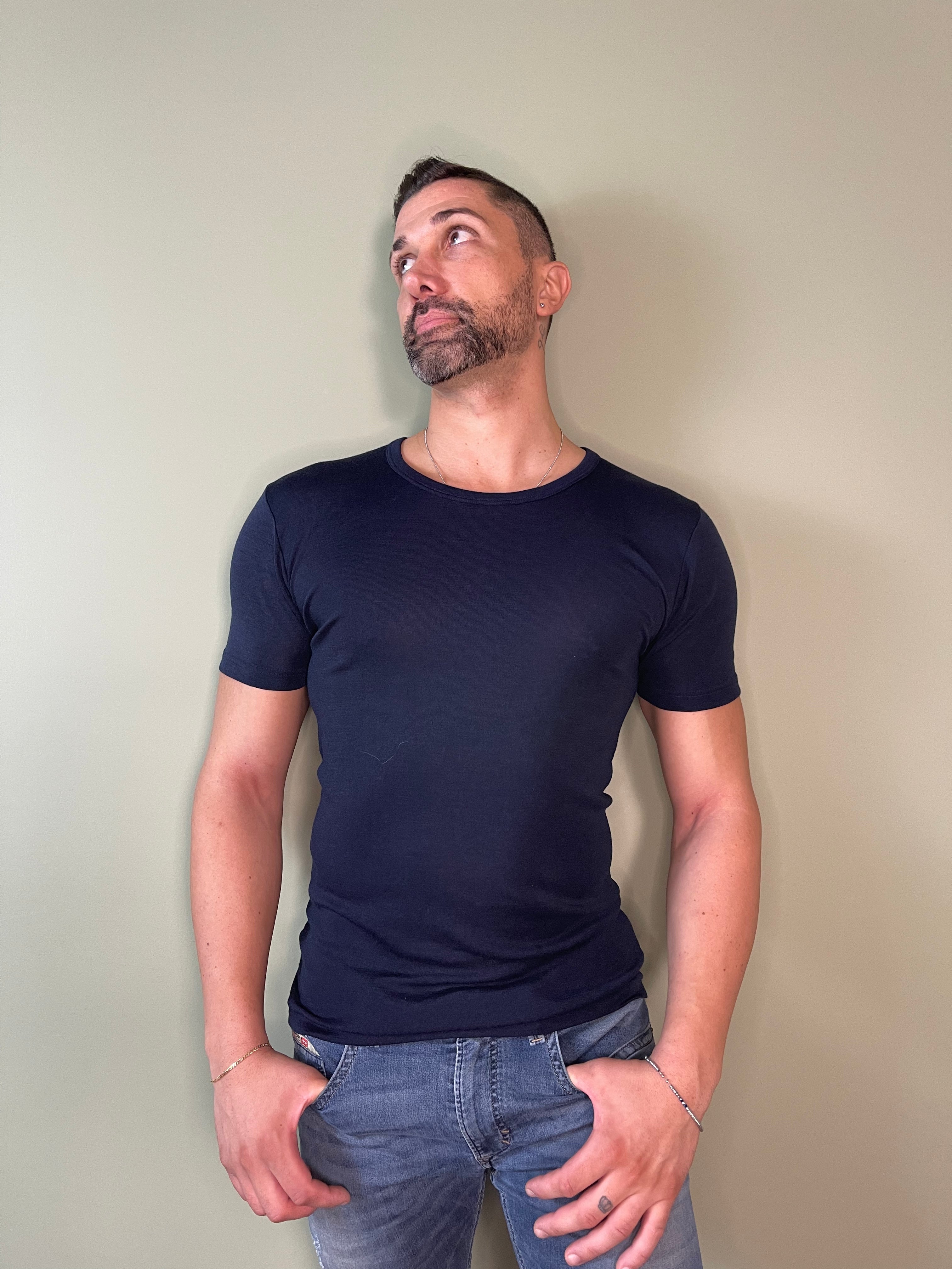 Maglia Uomo Manica Corta Lana-Seta Alghero