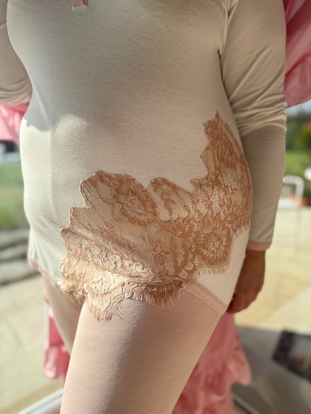 Pigiama Donna Manica Lunga Inserto Pizzo