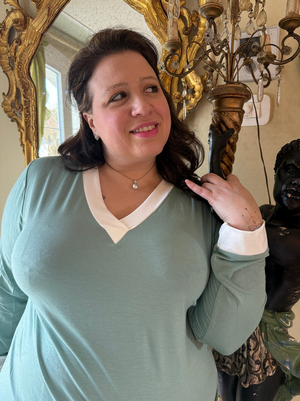 Pigiama Donna Scollo A V  Lidia