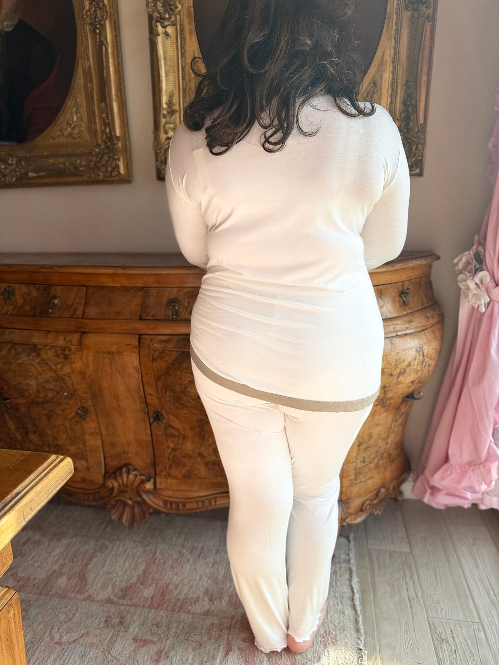 Pigiama Donna Manica Lunga Inserto Pizzo