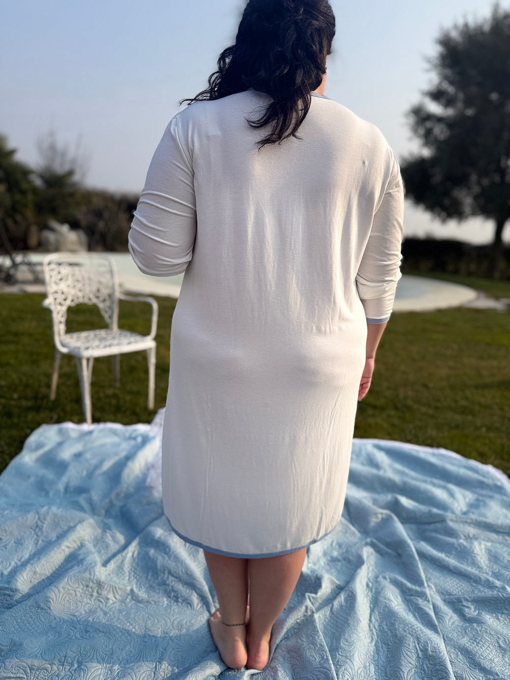 Camicia Donna Manica Lunga Inserto Pizzo