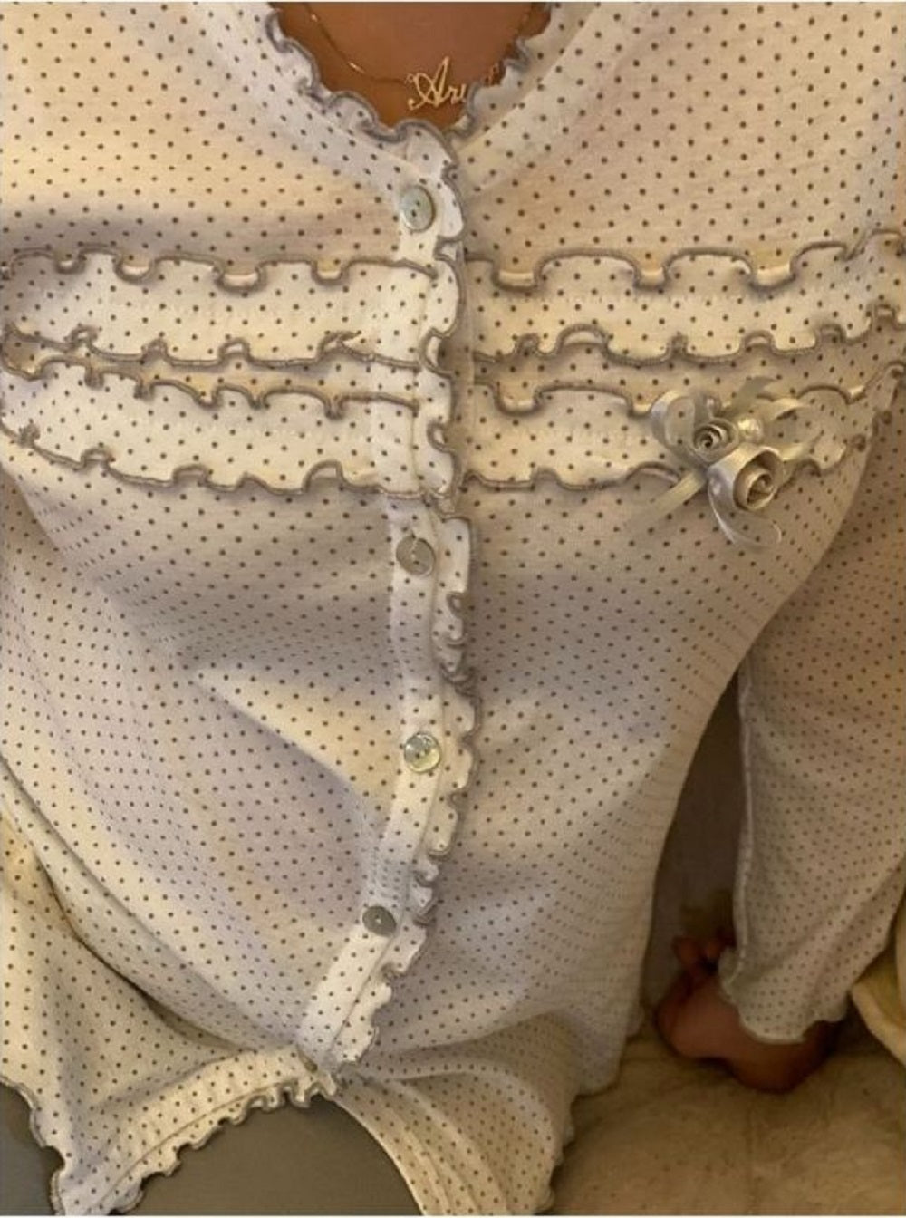 Pigiama Donna Manica Lunga Aperto Lungo Micropois