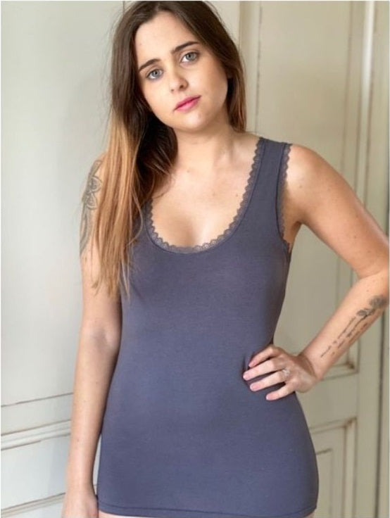 Canotta Donna Spalla Larga Pizzetto