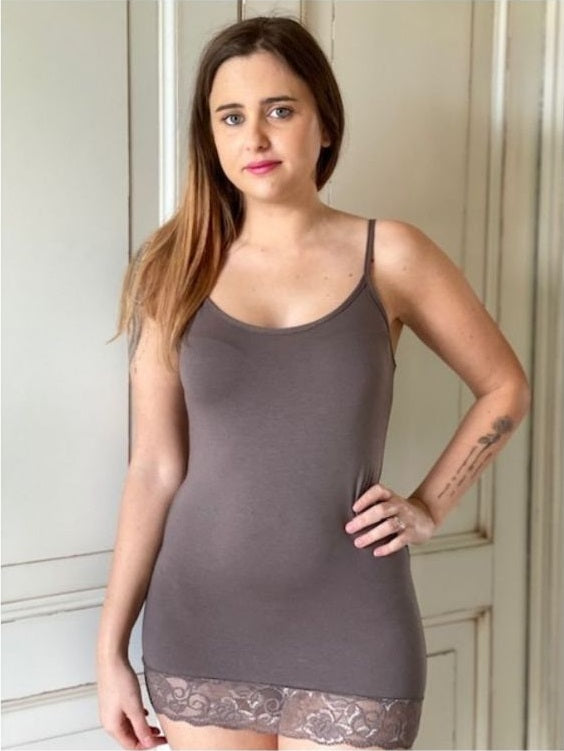 Canotta Donna Spalla Sottile Pizzo Fondo