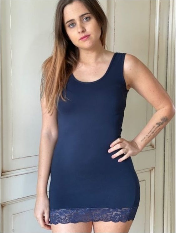 Canotta Donna Spalla Larga Pizzo Fondo