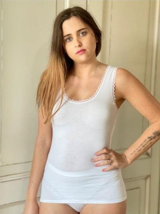 Canotta Donna Spalla Larga Pizzetto