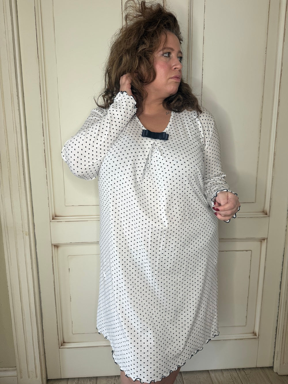 Camicia Cuori Manica Lunga Scollo V