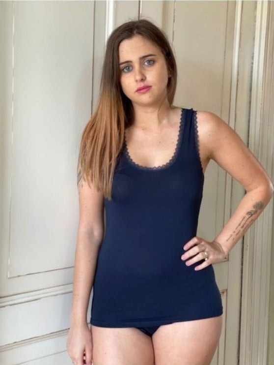 Canotta Donna Spalla Larga Pizzetto