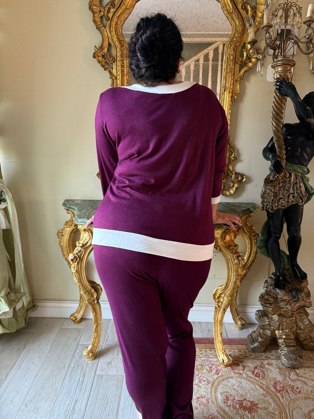 Pigiama Donna Manica Lunga Cachemire Acero