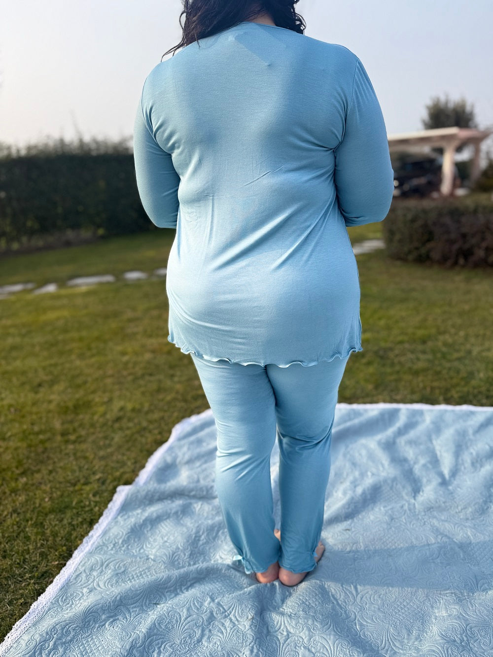 Pigiama Donna Manica Lunga Elisabetta Scollo a V