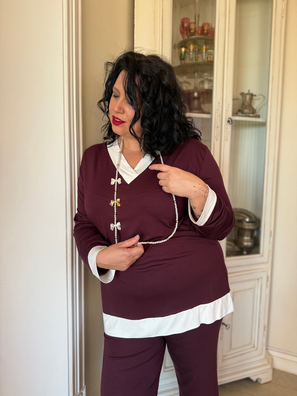 Pigiama Donna Scollo A V  Lidia