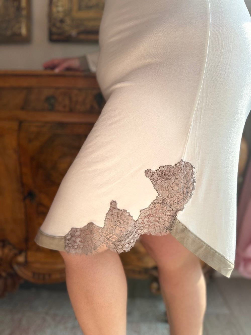 Camicia Donna Manica Lunga Inserto Pizzo