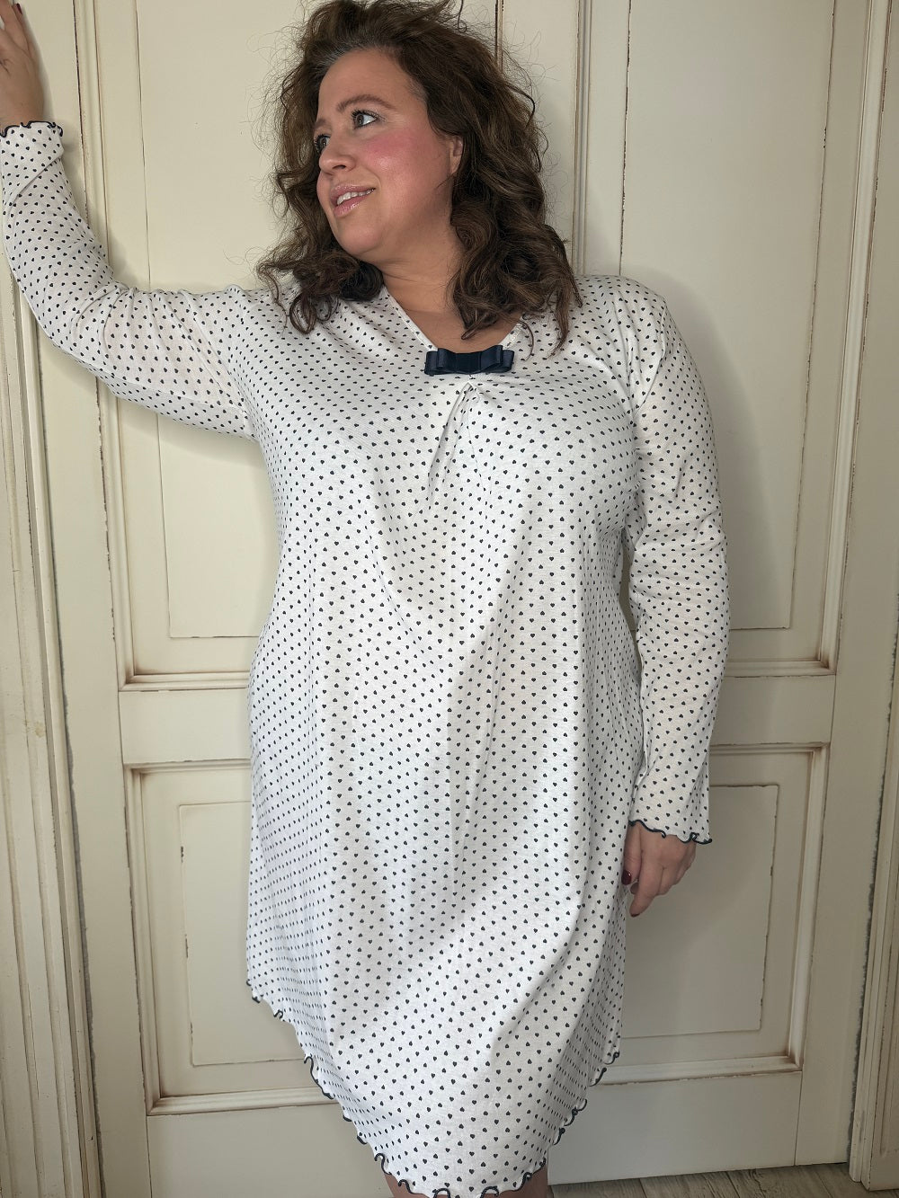 Camicia Cuori Manica Lunga Scollo V