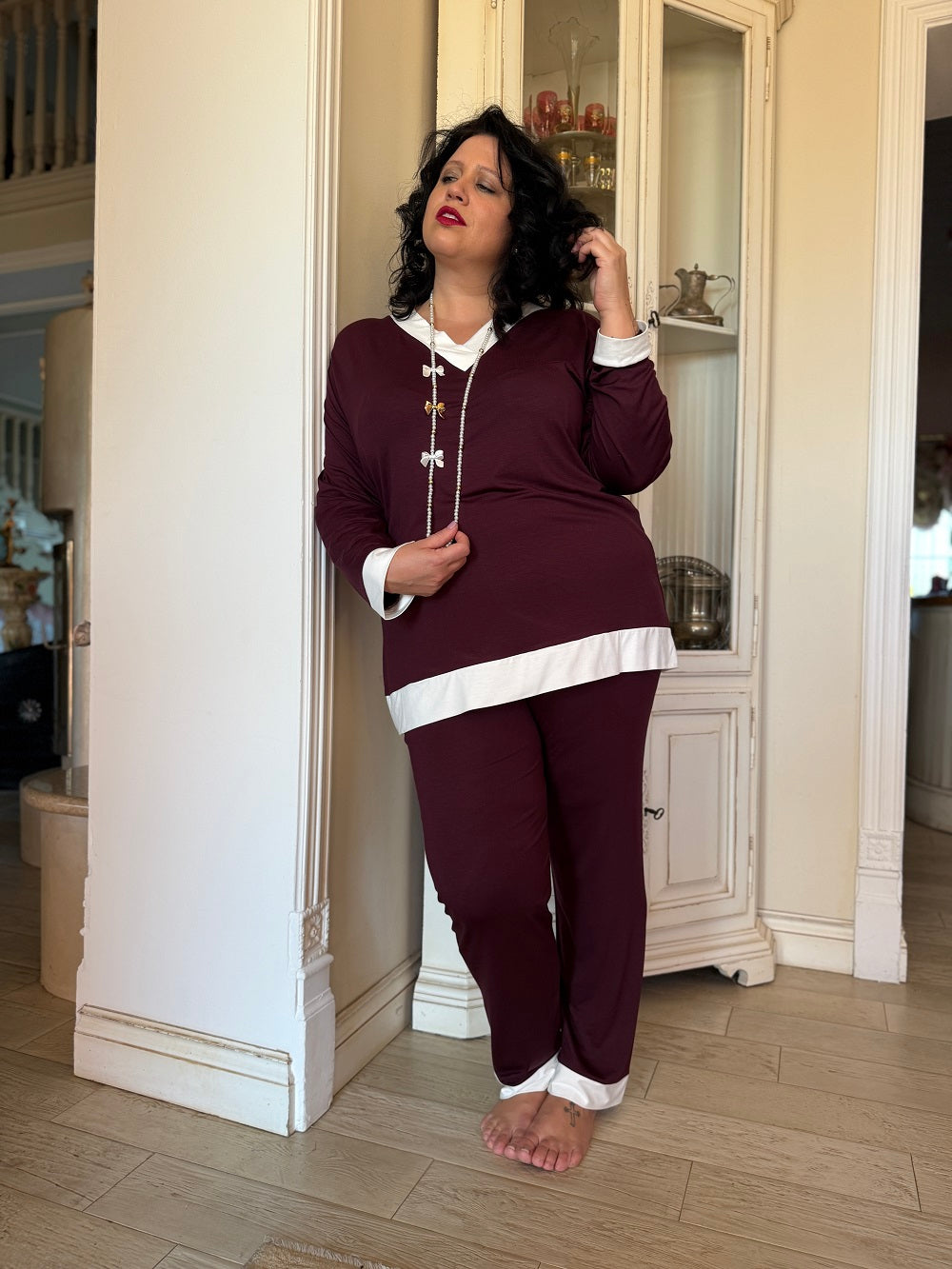 Pigiama Donna Scollo A V  Lidia