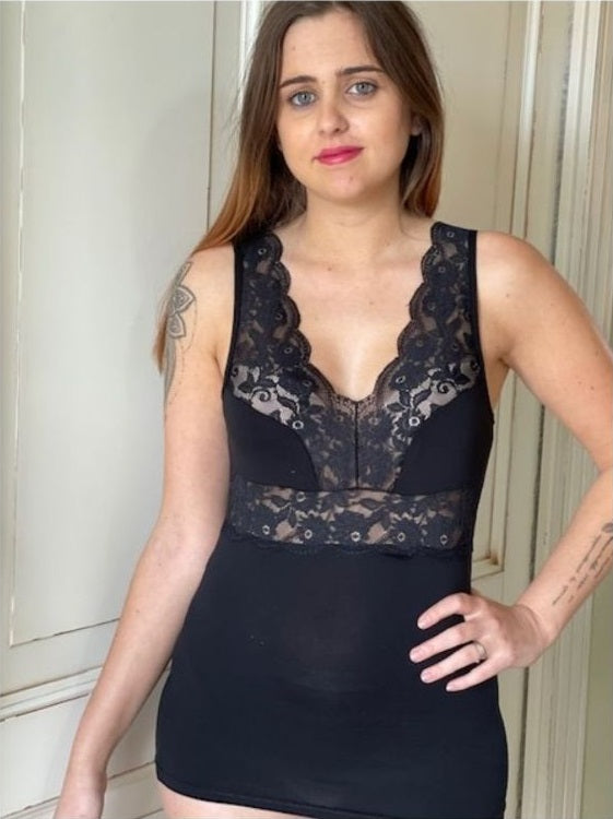 Canotta Spalla Larga Pizzo Seno