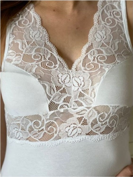 Canotta Spalla Larga Pizzo Seno