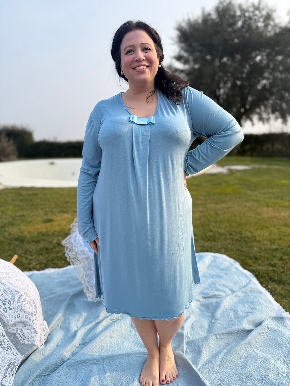 Camicia Donna Manica Lunga Modal Raso