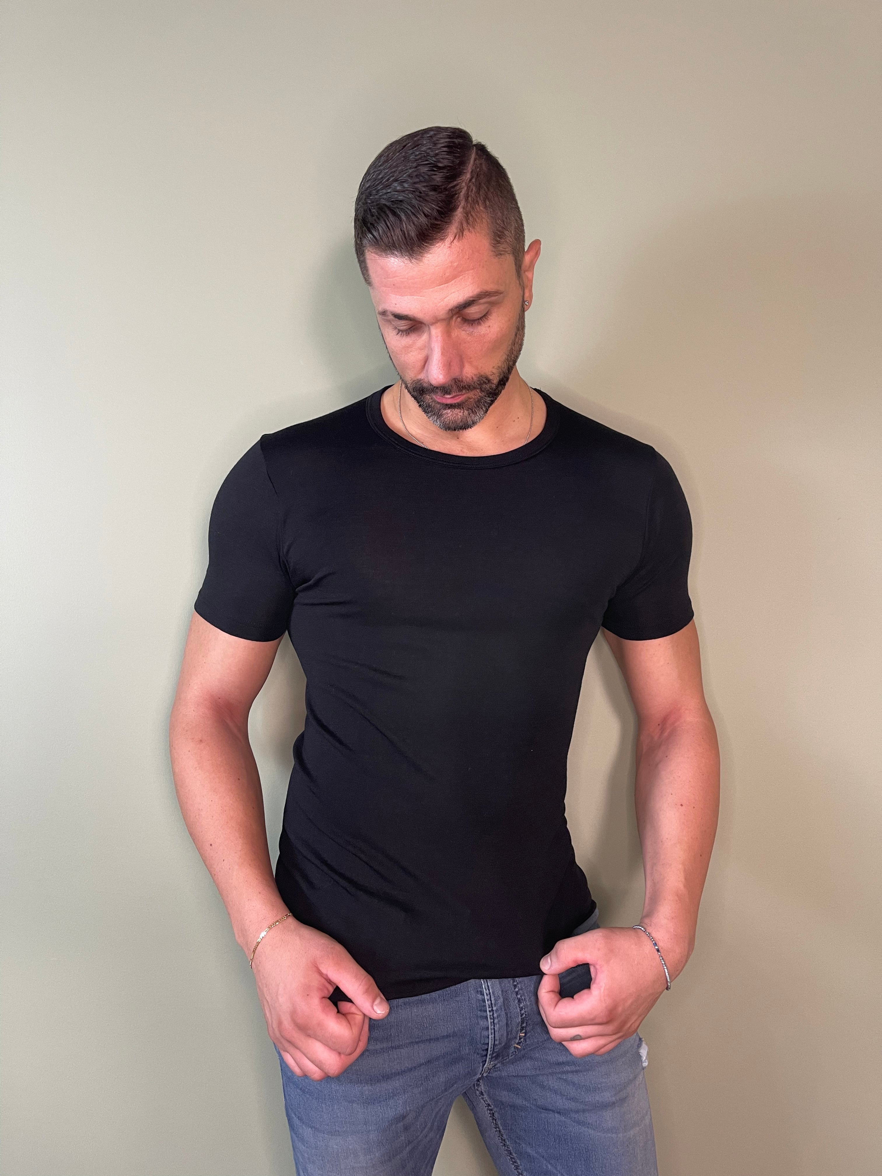 Maglia Uomo Manica Corta Lana-Seta Alghero