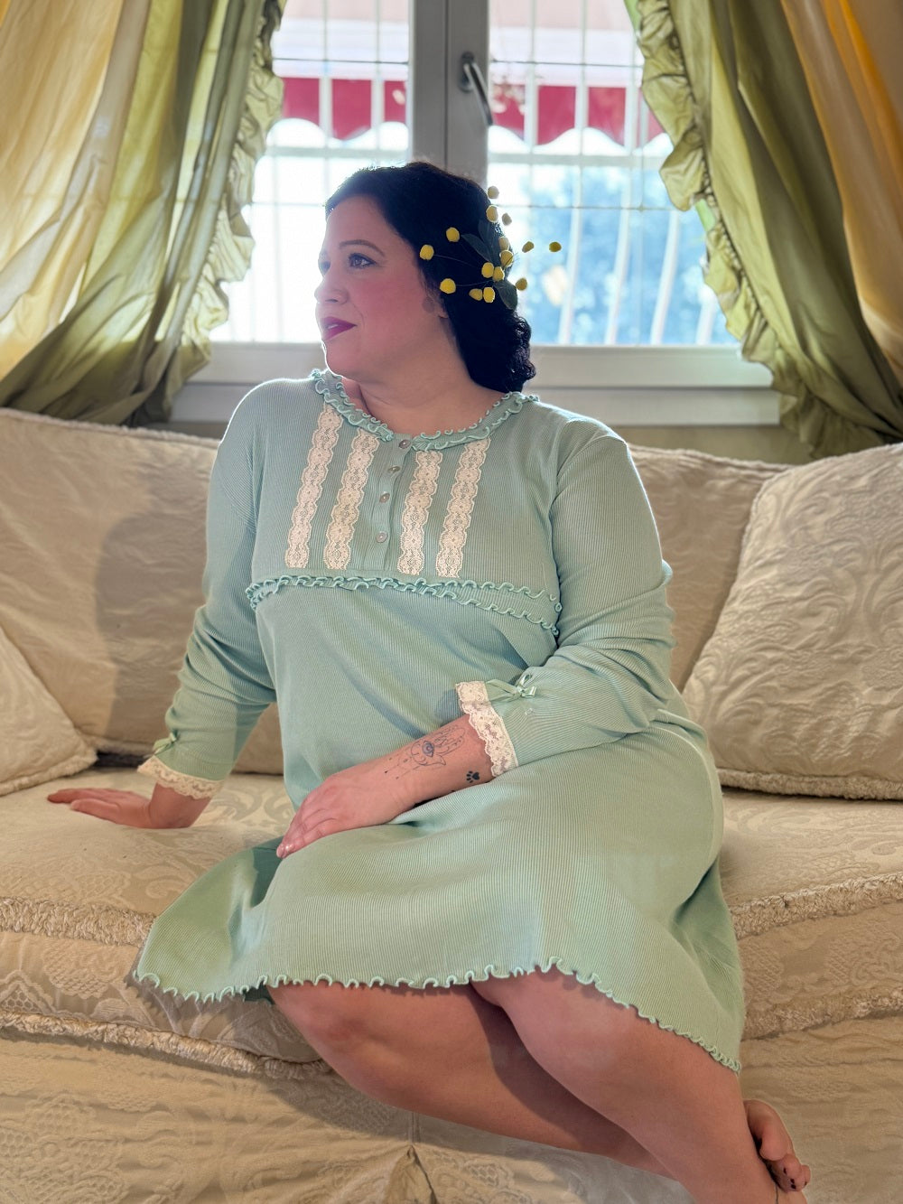 Camicia Donna Manica Luga Valencienne