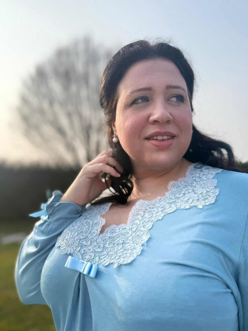 Pigiama Donna Manica Lunga Elisabetta Scollo a V