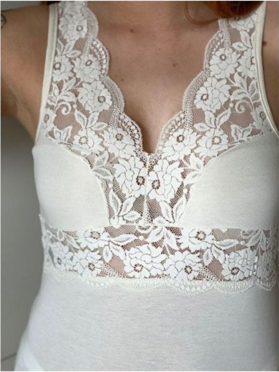 Canotta Spalla Larga Pizzo Seno