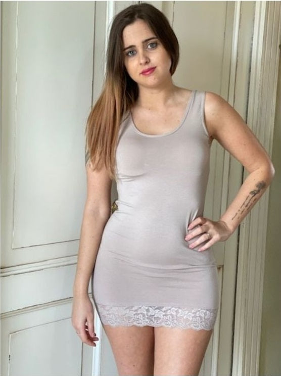 Canotta Donna Spalla Larga Pizzo Fondo