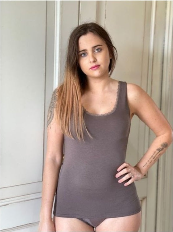 Canotta Donna Spalla Larga Pizzetto