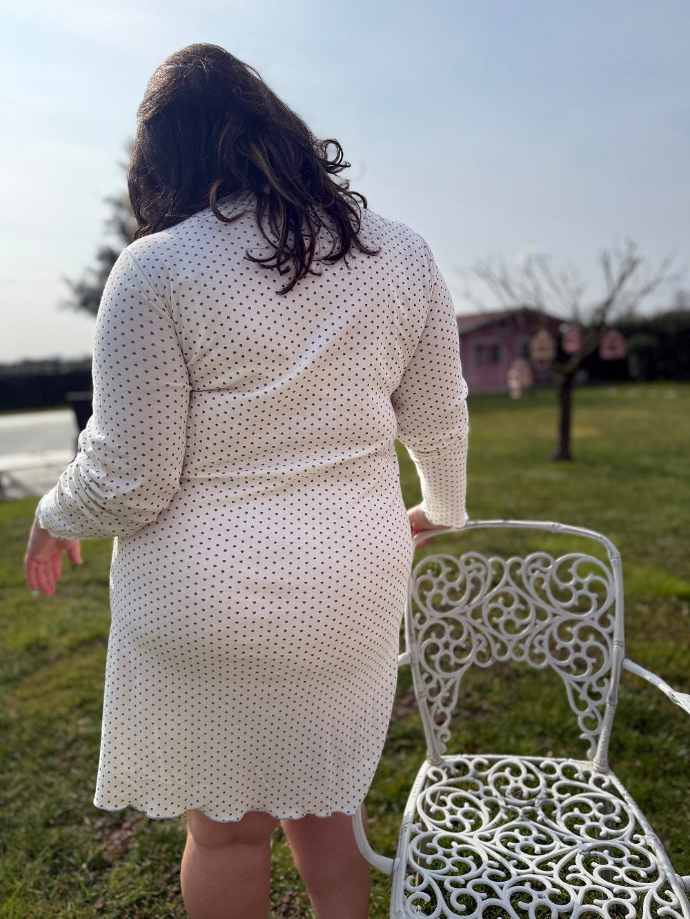 Camicia Donna Manica Lunga Aperta Cuori