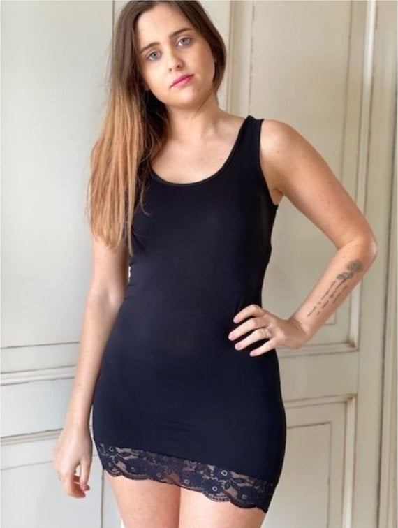 Canotta Donna Spalla Larga Pizzo Fondo