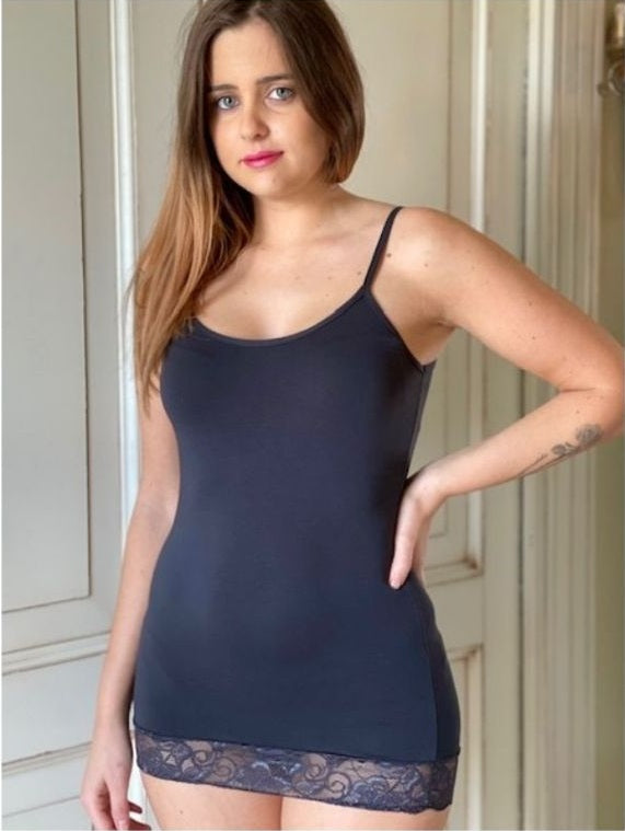 Canotta Donna Spalla Sottile Pizzo Fondo