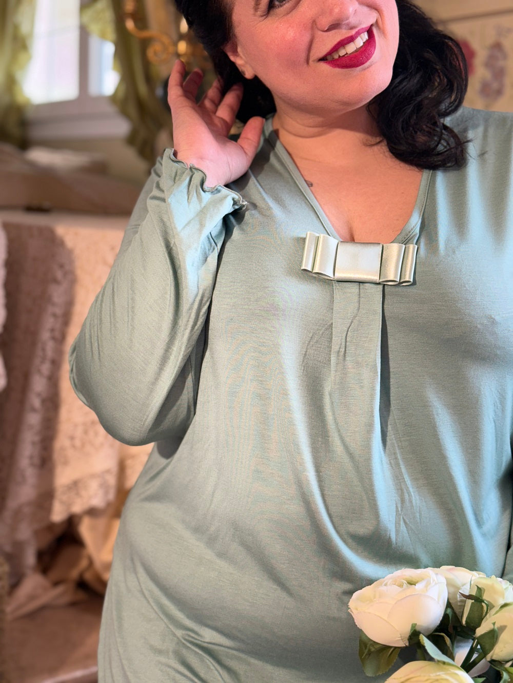 Camicia Donna Manica Lunga Modal Raso